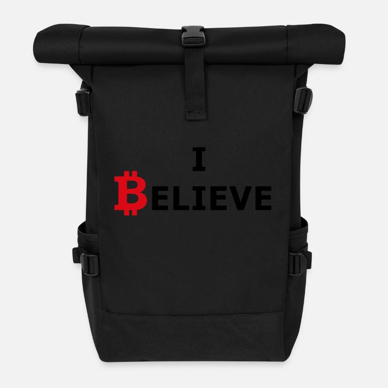 Bitcoin rot-schwarz - Rolltop Rucksack - Schwarz
