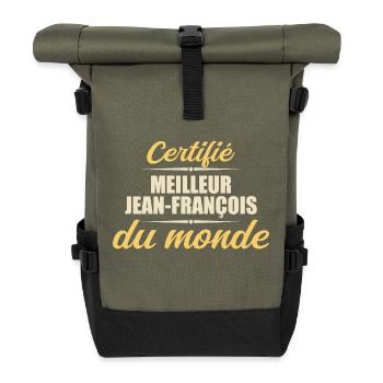 Certifié meilleur jean françois du monde - Sac à dos roll top - olive/noir - Devant