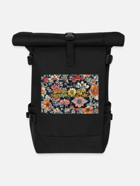 Flower Confidence - Roll Top Backpack - black