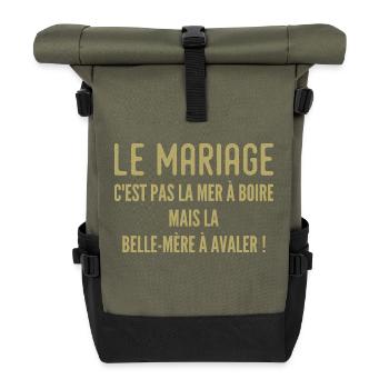 Mother-in-law Humorous Quote - Roll Top Backpack - olive/black - Front