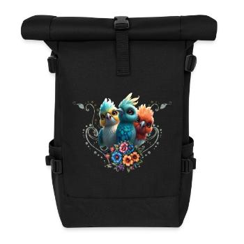 The Happy Bird Gang - Roll Top Backpack - black - Front