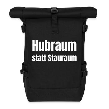Hubraum statt Stauraum - Rolltop Rucksack - Schwarz - Vorne