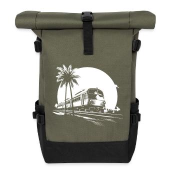 Zug Grafik - Rolltop Rucksack - Olive/Schwarz - Vorne