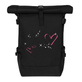 Cadre à paillettes coeurs - Sac à dos roll top - noir - Devant