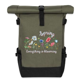 Spür´das Blühen in dir - Rolltop Rucksack - Olive/Schwarz - Vorne