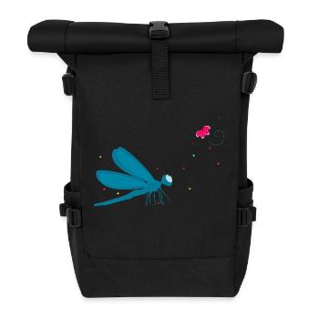 Die Libelle und der Schmetterling - Rolltop Rucksack - Schwarz - Vorne