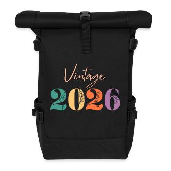 Vintage 2026 florale - Sac à dos roll top - noir - Devant