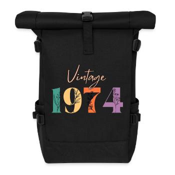 Jahrgang 1974 Blumen - Rolltop Rucksack - Schwarz - Vorne