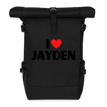 Ich liebe Jayden Herz Grafik Namen Geschenk - Rolltop Rucksack - Schwarz - Vorne
