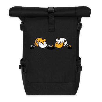 2 Pferde Team hinter Zaun versteckt Mauer Freund - Rolltop Rucksack - Schwarz - Vorne