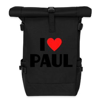 I Love Paul Red Heart Love Fan Gift - Roll Top Backpack - black - Front