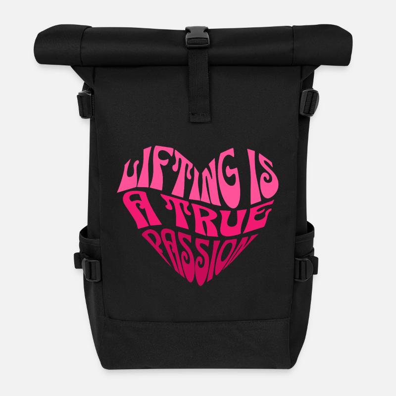 Herz mit inspirierendem Spruch in Pink - Rolltop Rucksack - Schwarz