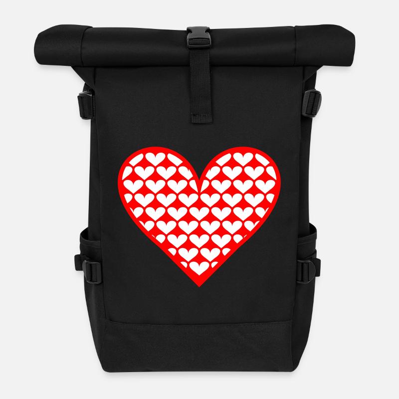 Heart Pattern Design for Love and Romance - Roll Top Backpack - black