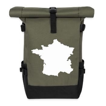 French Map Silhouette - Roll Top Backpack - olive/black - Front