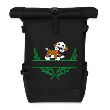 Doggie Laurel Wreath with Namespace - Roll Top Backpack - black - Front
