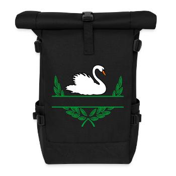 Swan Laurel Wreath with Namespace - Roll Top Backpack - black - Front