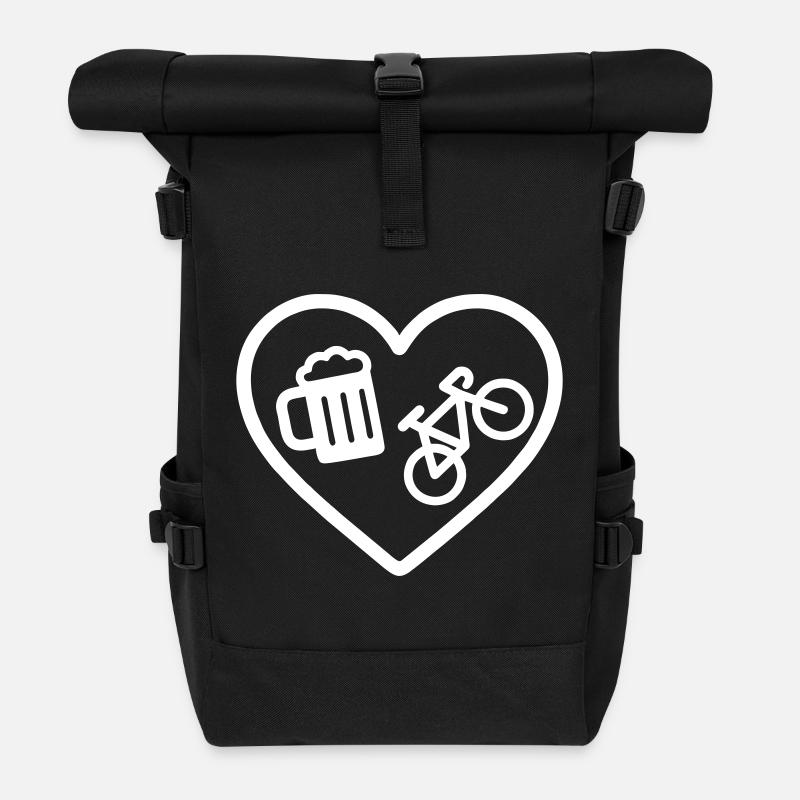Heart Bike Beer - Roll Top Backpack - black