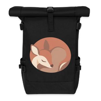 Schlafender Fuchs in der sanften Palette - Rolltop Rucksack - Schwarz - Vorne