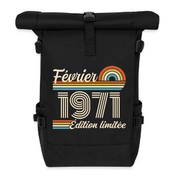 Born in February 1971 | 55th Anniversary - Roll Top Backpack - black - Front