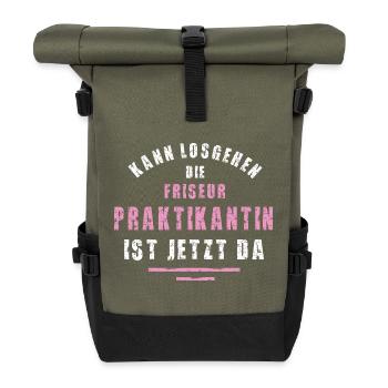Stagiaire en coiffure, merci pour votre stage au salon de coiffure. - Sac à dos roll top - olive/noir - Devant