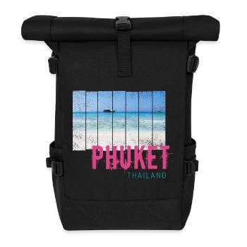 Phuket en Thaïlande Souvenir vintage de vacances à la plage - Sac à dos roll top - noir - Devant
