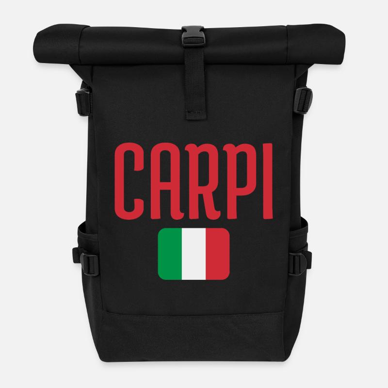 Capri Bold Typo with Italian Flag - Roll Top Backpack - black