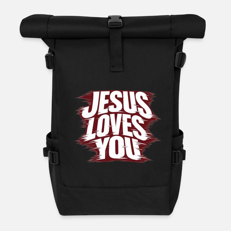 Jésus t’aime - Sac à dos roll top - noir