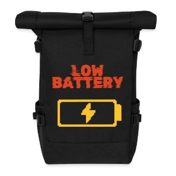 Low Battery Mood Funny Lazy Energy Shirt - Roll Top Backpack - black - Front