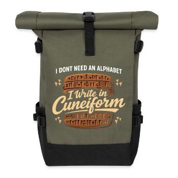 Ancient Mesopotamia, Sumerian - Roll Top Backpack - olive/black - Front