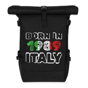 BORN IN 1989 ITALY Vintage Tee - Rolltop Rucksack - Schwarz - Vorne