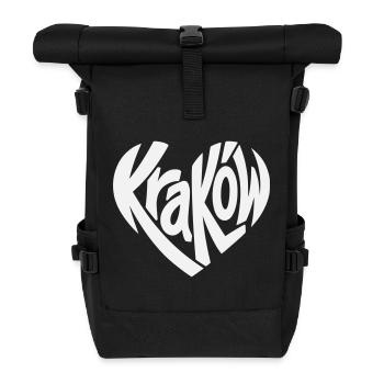 Krakow, Krakow Heart Typo Logo - Roll Top Backpack - black - Front