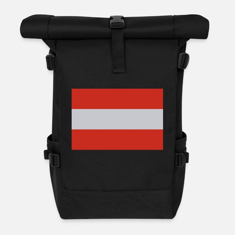 Flagge Österreich - Rolltop Rucksack - Schwarz