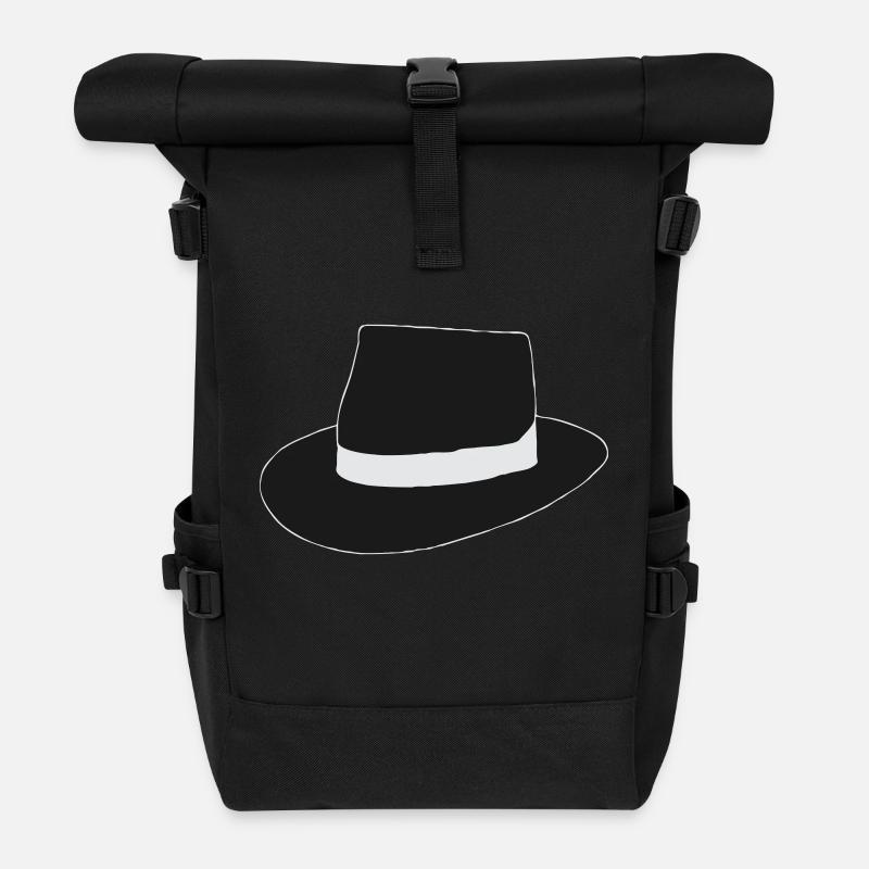 black hat - Roll Top Backpack - black