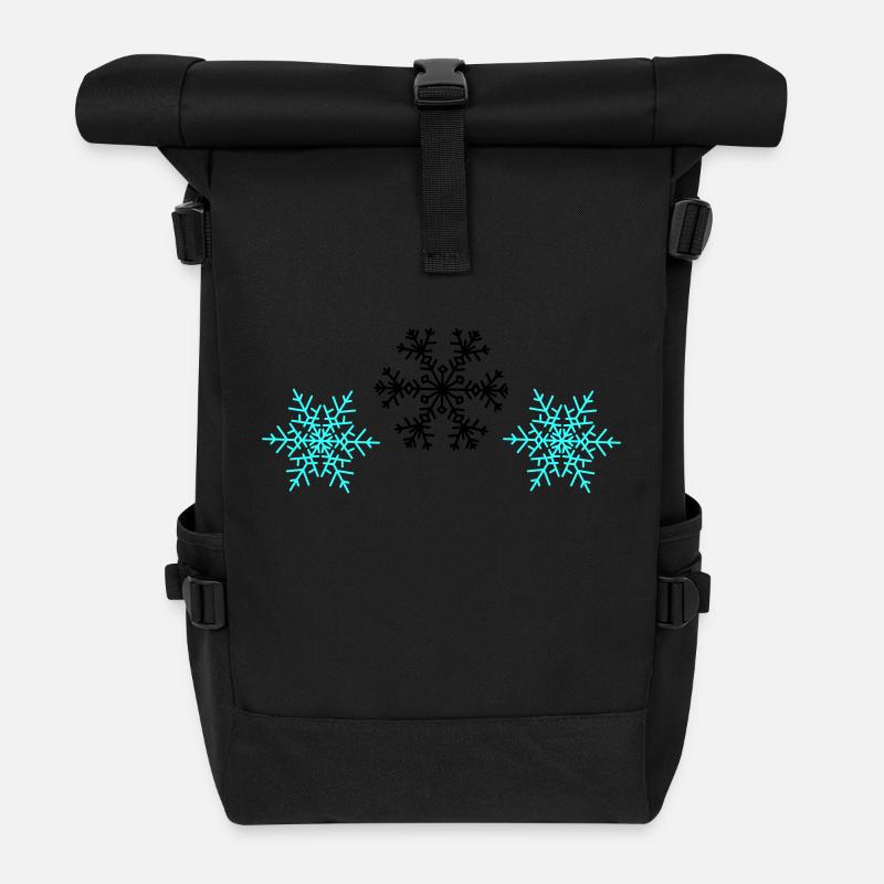 Schneeflocken - Rolltop Rucksack - Schwarz