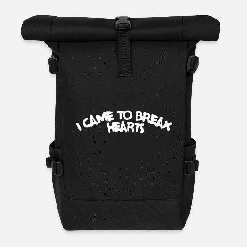 Black Cap with '' i came to break hearts'' print - Rolltop Rucksack - Schwarz