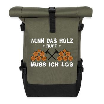 Holz ruft - Rolltop Rucksack - Olive/Schwarz - Vorne