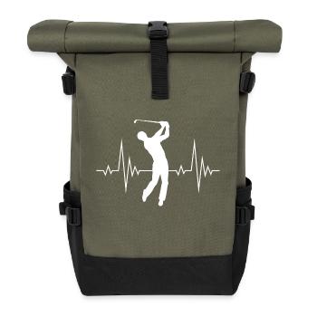 Golf - Golfen - Golfer - Golfspieler - Geschenk - Rolltop Rucksack - Olive/Schwarz - Vorne