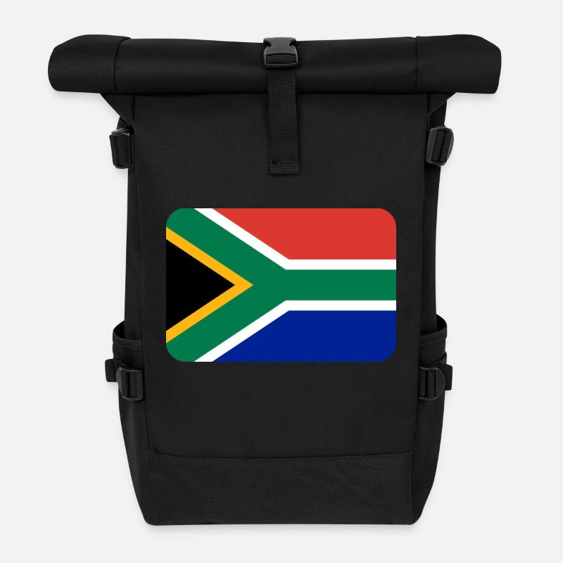 SOUTH AFRICA FLAG round corner 400 dpi - Rolltop Rucksack - Schwarz