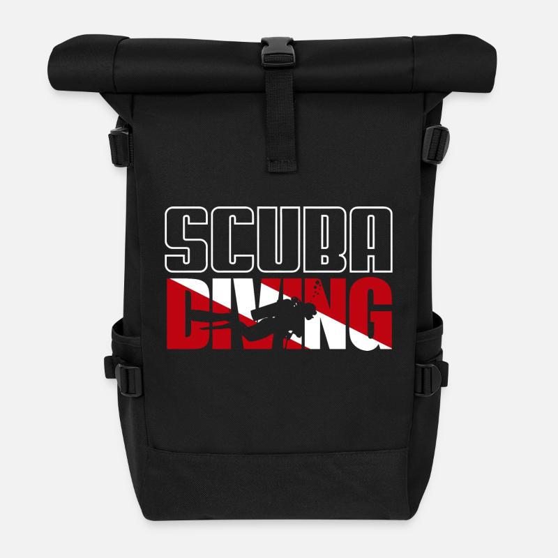 Tauchen / Tauchen / busseitig / Mergulho / Tauchen - Rolltop Rucksack - Schwarz