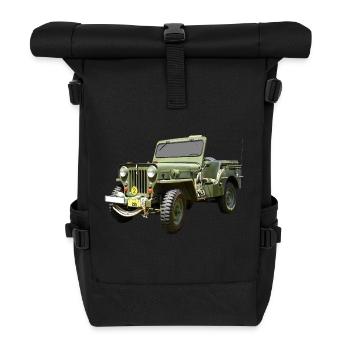 Willys Jeep Odtimer - Rolltop Rucksack - Schwarz - Vorne