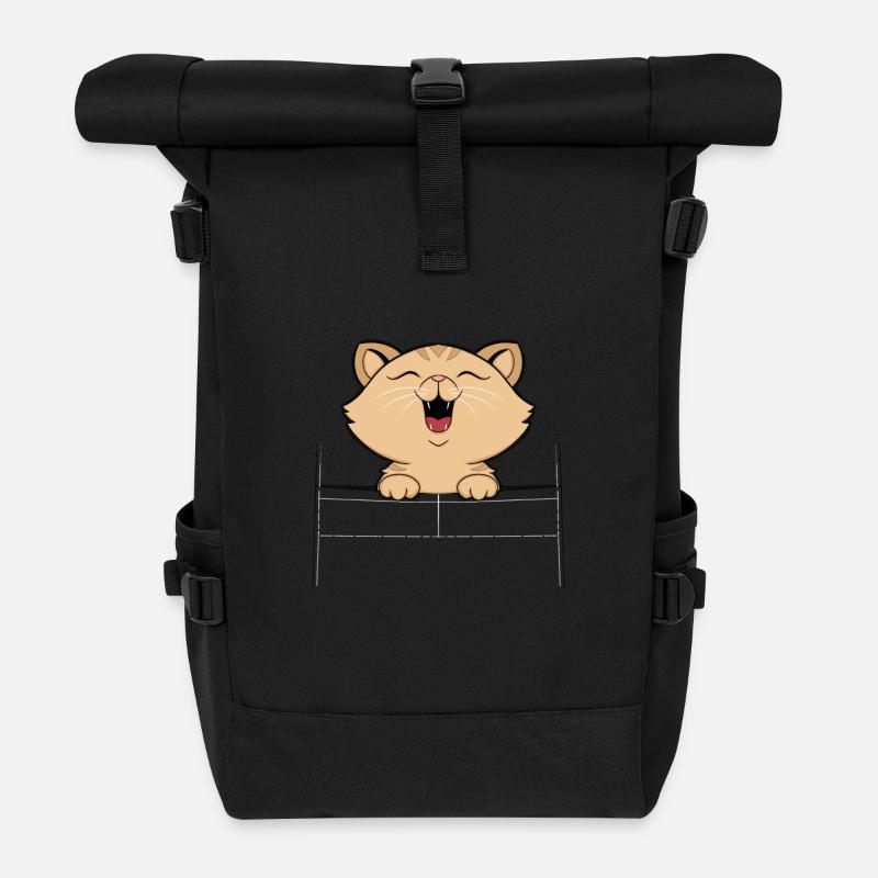 Katze - Rolltop Rucksack - Schwarz