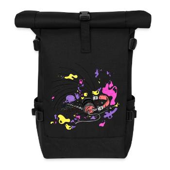 Headphones and DJ console [purple] - Roll Top Backpack - black - Front