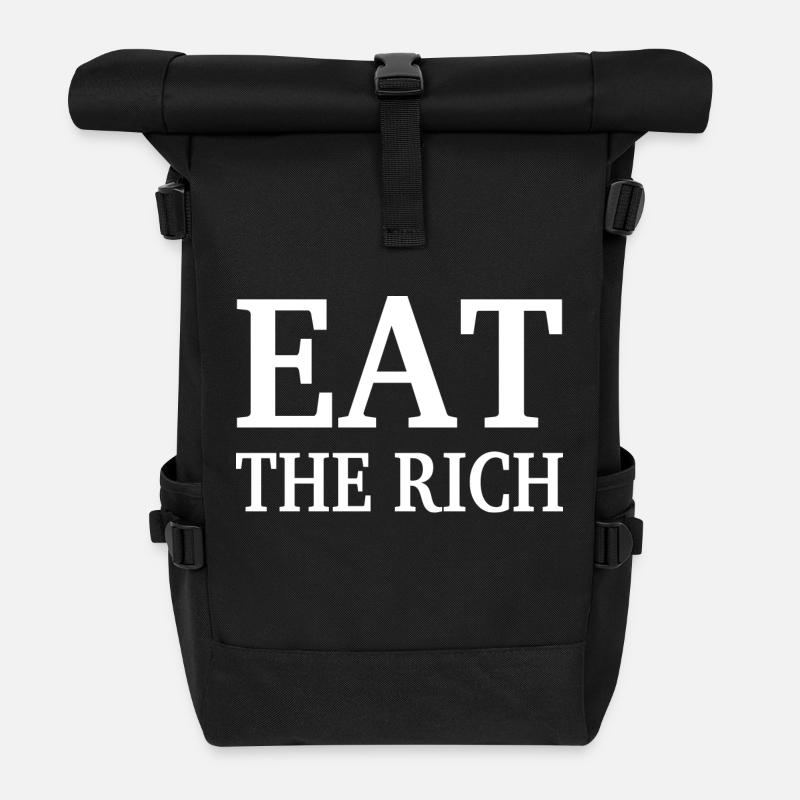 EAT THE RICH - Rolltop Rucksack - Schwarz