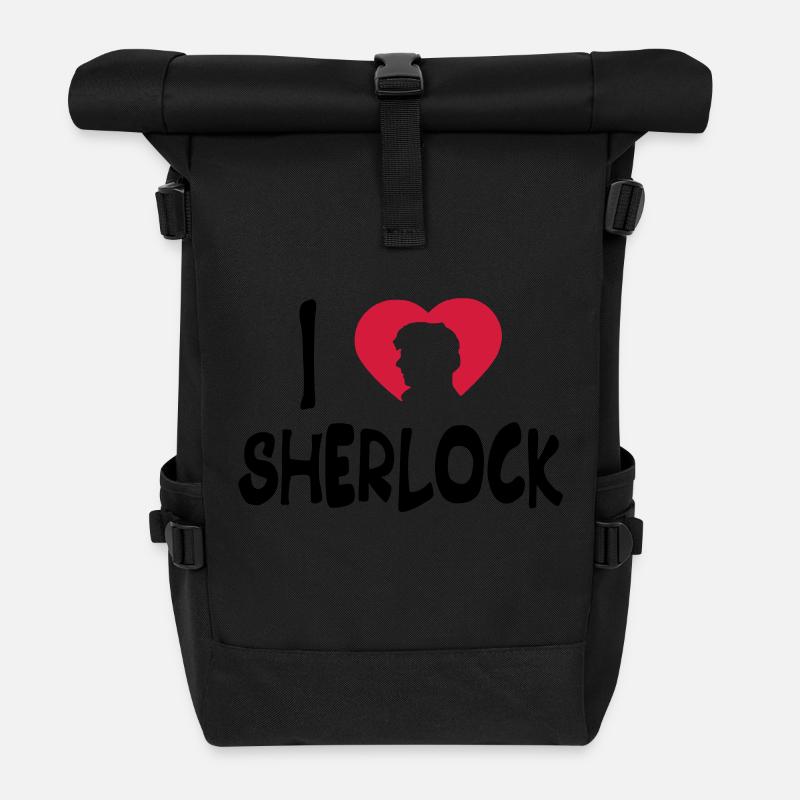 j'aime sherlock - Sac à dos roll top - noir