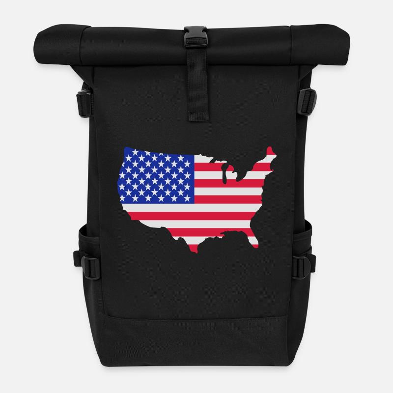 USA - Rolltop Rucksack - Schwarz