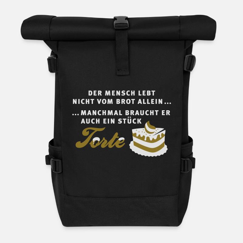 Torte - Kuchen - Muffin - Rolltop Rucksack - Schwarz