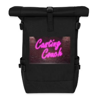 Neon Lettering Casting Couch on Brick Wall Poster - Roll Top Backpack - black - Front