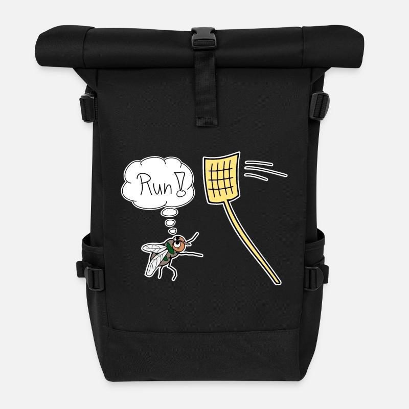 Fliege Lustig Fliegenklatsche Lustig Vektor Neu - Rolltop Rucksack - Schwarz