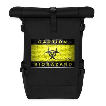 Caution Biohazard Ziegelsteinmauer poster - Rolltop Rucksack - Schwarz - Vorne