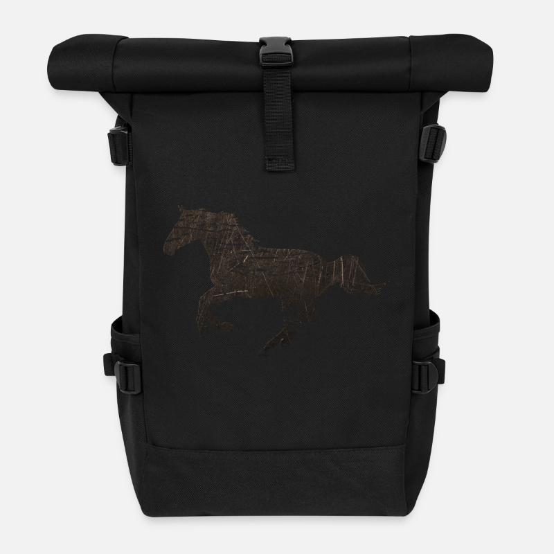 Wildes Pferd II - Rolltop Rucksack - Schwarz